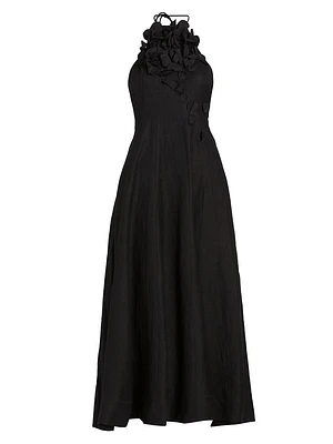 Toren Halter Linen-Blend Maxi Dress