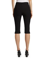 Crepe Pintuck Slim-Fit Capri Pants