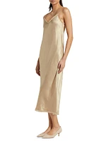 Frayed Satin Bias-Cut Slipdress