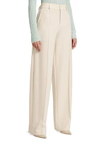 Crepe Pintuck Wide-Leg Pants