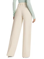 Crepe Pintuck Wide-Leg Pants