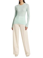 Crepe Pintuck Wide-Leg Pants