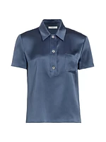 Silk Short-Sleeve Polo Top