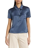 Silk Short-Sleeve Polo Top