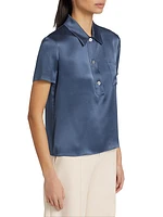 Silk Short-Sleeve Polo Top