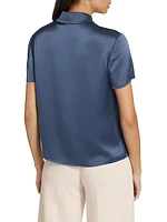 Silk Short-Sleeve Polo Top