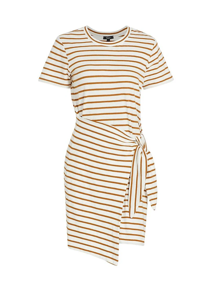 Edie Cotton Striped Wrap T-Shirt Dress