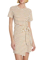 Edie Cotton Striped Wrap T-Shirt Dress