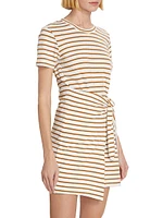 Edie Cotton Striped Wrap T-Shirt Dress