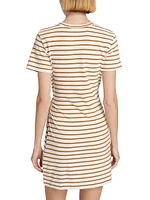 Edie Cotton Striped Wrap T-Shirt Dress