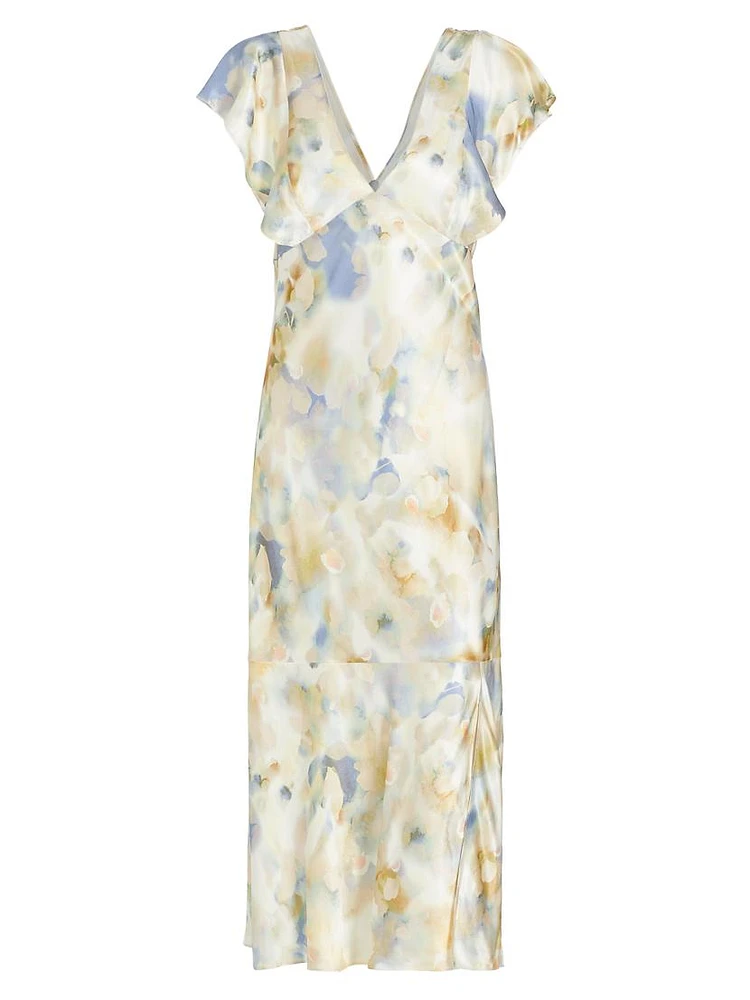 Dina Diffused V-Neck Midi-Dress