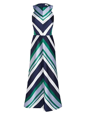 Leigh Striped Satin Midi-Dress