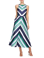 Leigh Striped Satin Midi-Dress