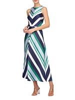 Leigh Striped Satin Midi-Dress