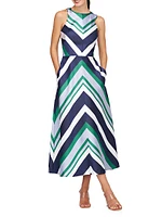 Leigh Striped Satin Midi-Dress