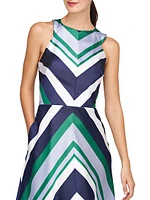 Leigh Striped Satin Midi-Dress