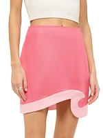 Leandro Two-Tone Linen Miniskirt