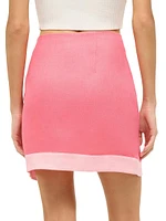 Leandro Two-Tone Linen Miniskirt