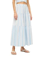 Sea Striped Cotton Maxi Skirt