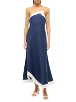 Sirani Two-Tone Linen Midi-Dress