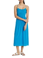 Stylla Ruched Silk Midi-Dress