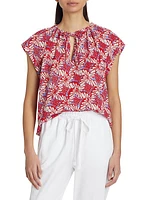 Winslet Floral Cotton Tieneck Top