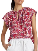 Winslet Floral Cotton Tieneck Top