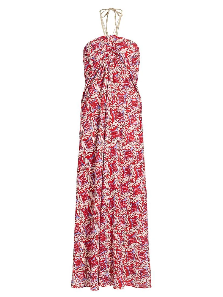 Maya Floral Cotton Halterneck Maxi Dress