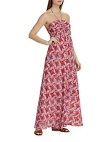 Maya Floral Cotton Halterneck Maxi Dress