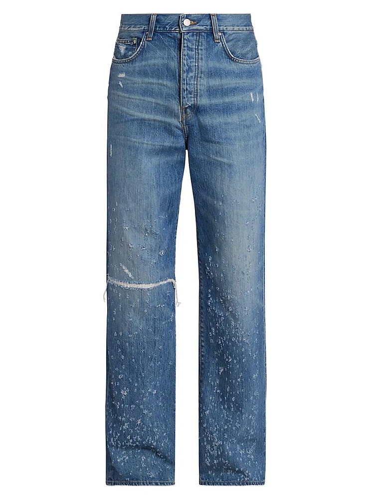 Shotgun Distressed Straight-Leg Jeans