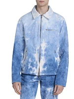 Paisley Jacquard Tie-Dye Denim Zip-Up Jacket