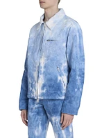 Paisley Jacquard Tie-Dye Denim Zip-Up Jacket