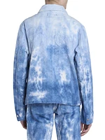 Paisley Jacquard Tie-Dye Denim Zip-Up Jacket