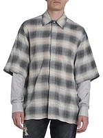 Plaid Cotton-Blend Long-Sleeve Shirt