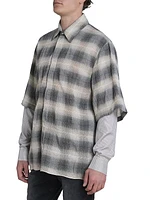 Plaid Cotton-Blend Long-Sleeve Shirt