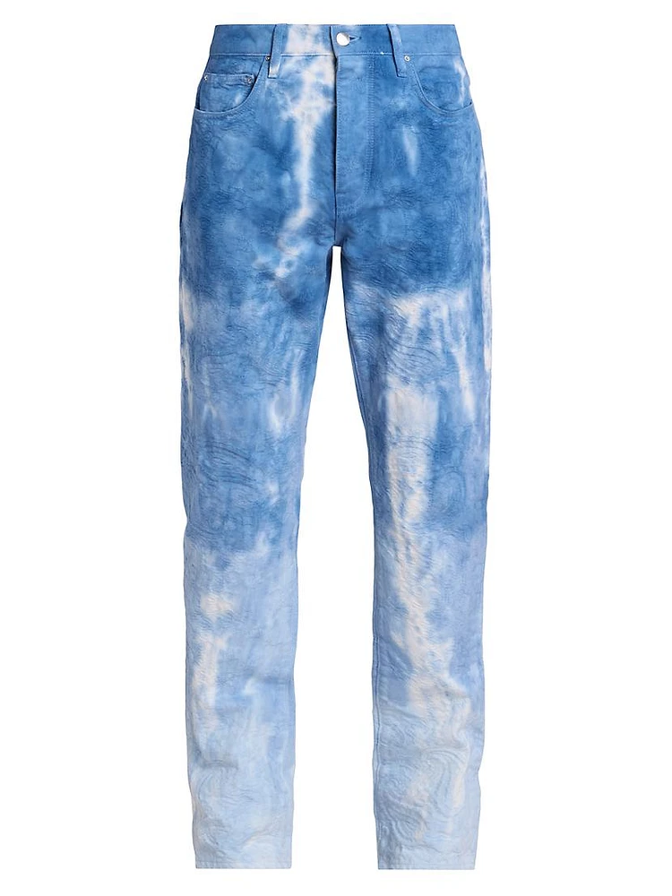 Tie-Dye Jacquard Straight-Leg Jeans