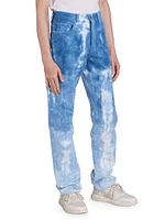 Tie-Dye Jacquard Straight-Leg Jeans