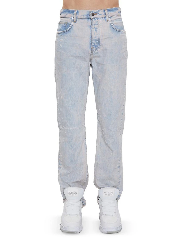 Shotgun Distressed Straight-Leg Jeans