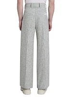 Cross-Hatch Wool-Blend Pleated Pants