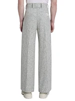 Cross-Hatch Wool-Blend Pleated Pants