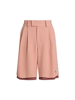 Pearl Polka Dot-Trimmed Pleated Skater Shorts