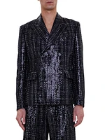 Sequined Bouclé Double-Breasted Blazer