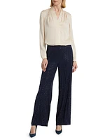 Lane Embellished Silk-Blend Wide-Leg Pants