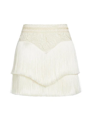 Crocheted Fringe Miniskirt