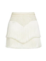 Crocheted Fringe Miniskirt