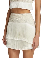 Crocheted Fringe Miniskirt