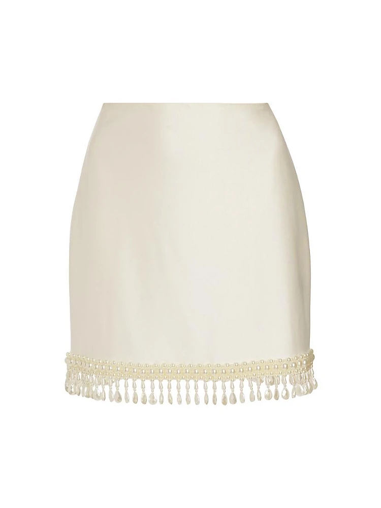 Hand-Beaded Jersey Miniskirt