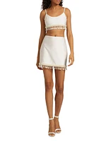 Hand-Beaded Jersey Miniskirt