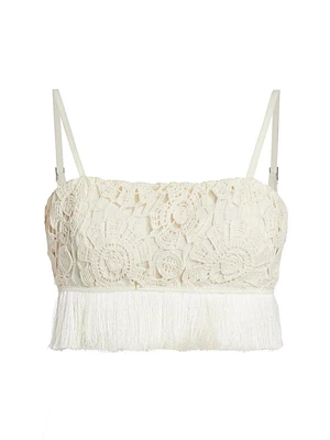 Crocheted & Fringe Cotton Crop Top