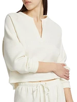 Split Neck Crop Sweatshirt